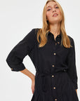 Black Skirt Pleated Detailed Cotton Voile Dress Fınal Item - Porterist 4