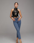 Waist-Tie Leather Bustier