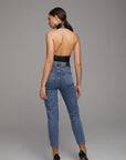 Waist-Tie Leather Bustier