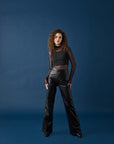 Wide-Leg Leather Pants – Black