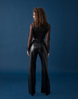 Wide-Leg Leather Pants – Black