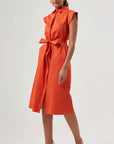 Mzl Belted Sleevless Midi Pomegranate Flower Dress Apparel Pomegranate Flower Pomzl