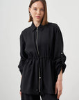 Mizalle Cinched Waist Shirt Jacket Black Apparel Black