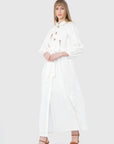 Long Linen Ecru Dress With Wood Beading Fınal Item - Porterist 2
