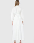 Long Linen Ecru Dress With Wood Beading Fınal Item - Porterist 3