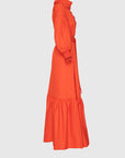 Applique Embroidered Long Red Poplin Dress Fınal Item - Porterist 2