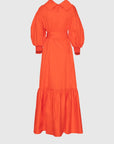 Applique Embroidered Long Red Poplin Dress Fınal Item - Porterist 3