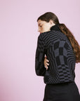 Atelier38 Melissa Geometric Pattern Turtleneck Black Sweater - Porterist 4