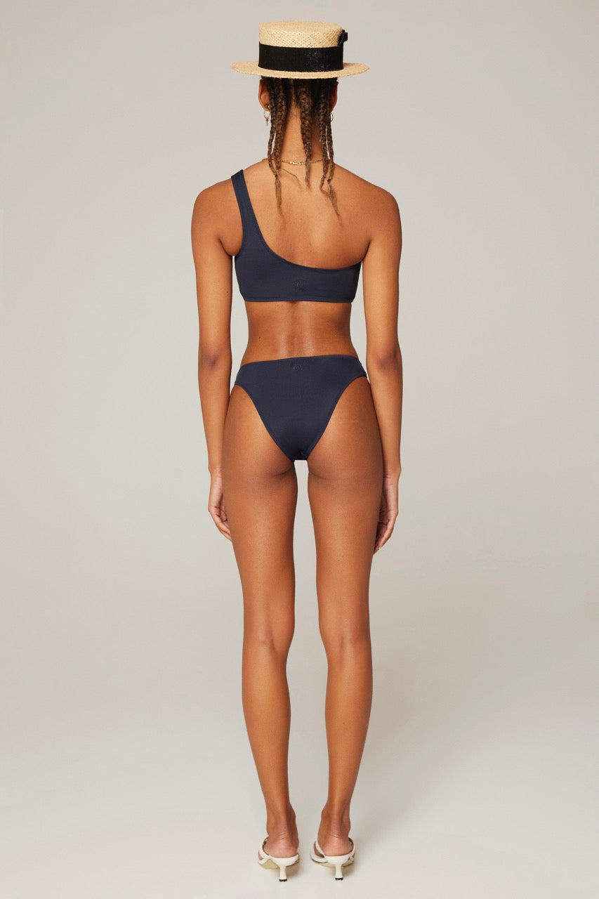 Haracci auretta econyl® single shoulder brazilian bikini set navy