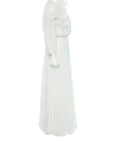 Balloon Sleeve Detailed Long Chiffon Ecru Dress Fınal Item - Porterist 2