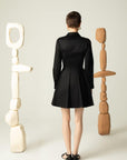 Waist Decollete Detailed Black Short Dress Porue Fınal Item - Porterist 3