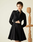 Waist Decollete Detailed Black Short Dress Porue Fınal Item - Porterist 2