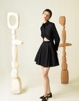 Waist Decollete Detailed Black Short Dress Porue Fınal Item - Porterist 1
