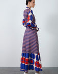 Long Patterned Dress With Fixed Waistband And Hidden Fastening Fınal Item - Porterist 3