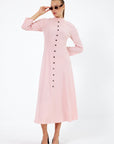 Sarah Long Mock Neck Pink Dress