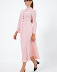 Sarah Long Mock Neck Pink Dress