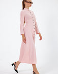 Sarah Long Mock Neck Pink Dress