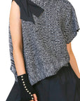 Ruched Shoulder Knit with Taffeta Detail Gray - Porterist 5