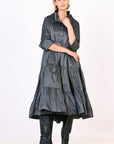 Ruched Taffeta Dress Anthracite - Porterist 1