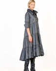 Ruched Taffeta Dress Anthracite - Porterist 4