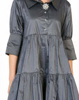 Ruched Taffeta Dress Anthracite - Porterist 5