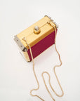 Dar yacout Fushia Gold Chain Shoulder Bag