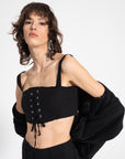 Black Strappy Crop Bustier