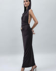 Brown Hooded Detailed Single Sleeve Maxi Dres - Porterist 3