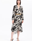 Cream Long Sleeve Patterned Tunic Dres - Porterist 3