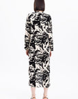 Cream Long Sleeve Patterned Tunic Dress