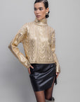 Gold Foil Printed Turtleneck Sweater - Porterist 3