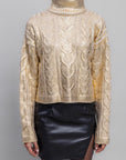 Gold Foil Printed Turtleneck Sweater - Porterist 4
