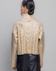 Gold Foil Printed Turtleneck Sweater