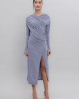 Gray Cros Collar Midi Dres - Porterist 3