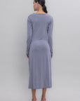 Gray Cross Collar Midi Dress