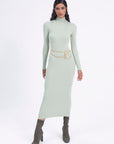 Mint Stand Collar Knitted Pencil Dres - Porterist 1