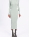 Mint Stand Collar Knitted Pencil Dres - Porterist 2