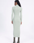 Mint Stand Collar Knitted Pencil Dres - Porterist 3