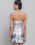 Silver Gilded Strapless Mini Dress