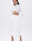 White Pleated Midi Skirt - Porterist 3