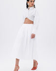 White Pleated Midi Skirt - Porterist 4