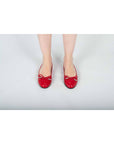 Sadıe Red Classic Ballet Flat with Bow - Porterist 1