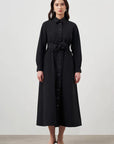Mizalle Button Up Belted Dress Black Apparel Black