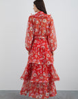 Floral Chiffon Red Blouse Fınal Item - Porterist 3