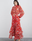 Floral Chiffon Red Blouse Fınal Item - Porterist 1