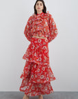 Floral Chiffon Red Blouse Fınal Item - Porterist 2