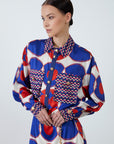 Long Patterned Dress With Removable Chain Belt Detail And Gold Buttons Fınal Item - Porterist 2