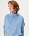 Blue Upright Collar Asymmetrical Knitwear Sweater Fınal Item - Porterist 2