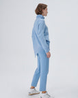 Blue Upright Collar Asymmetrical Knitwear Sweater Fınal Item - Porterist 5