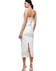 Lilly White Floral Embroidered Midi Evening Dress